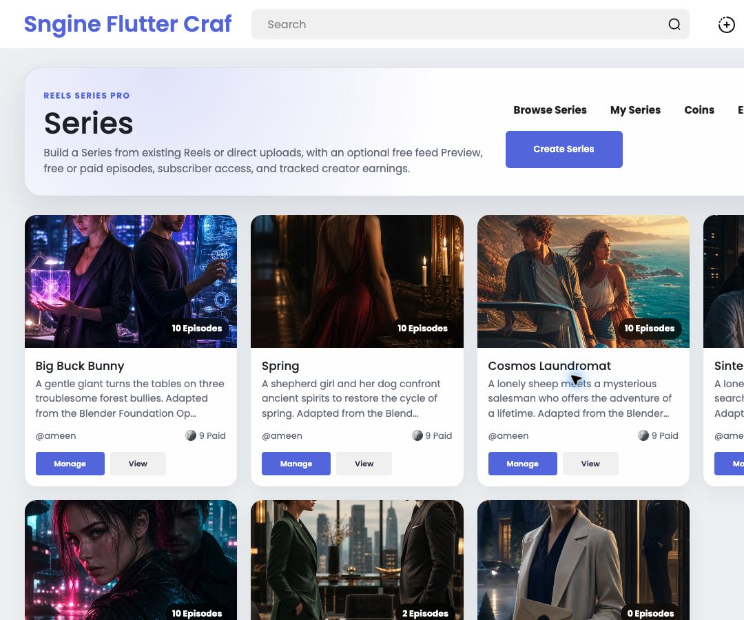 Reels Series Pro – Episodes & Playlists for Sngine